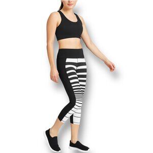 Athleta XXS Black White Sonar Capri Leggings Striped Running Pilates Yoga Gym